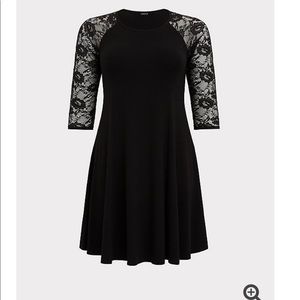 Black Jersey & Lace Trapeze Mini Dress NWT TORRID